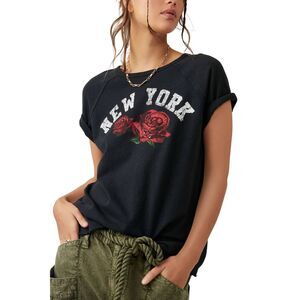 We the Free People New York State Flower Tee in black XS BRAND NEW